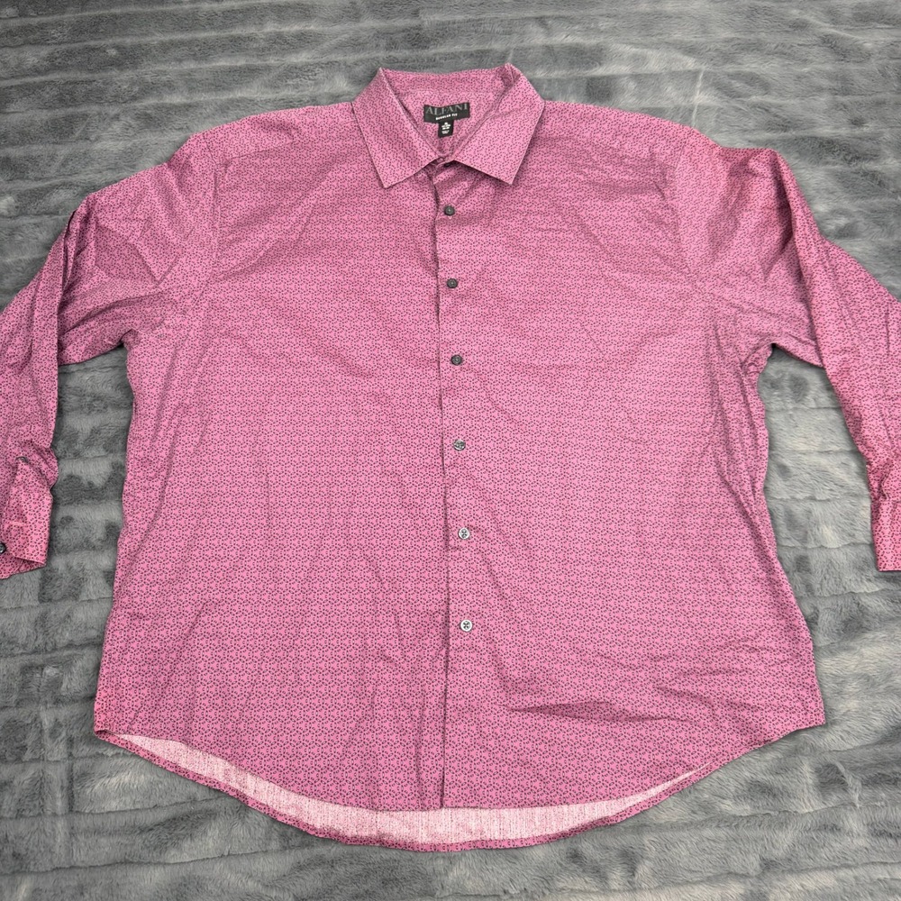 Alfani Mens Regular Fit Purple Geometric Button Down Shirt XL 17-17.5 32-33
